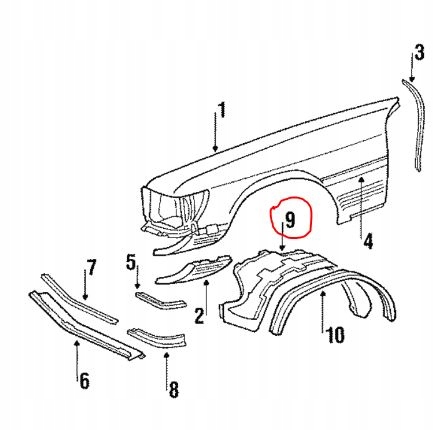 Nadkole plastikowe przód Mercedes 107 Unikat