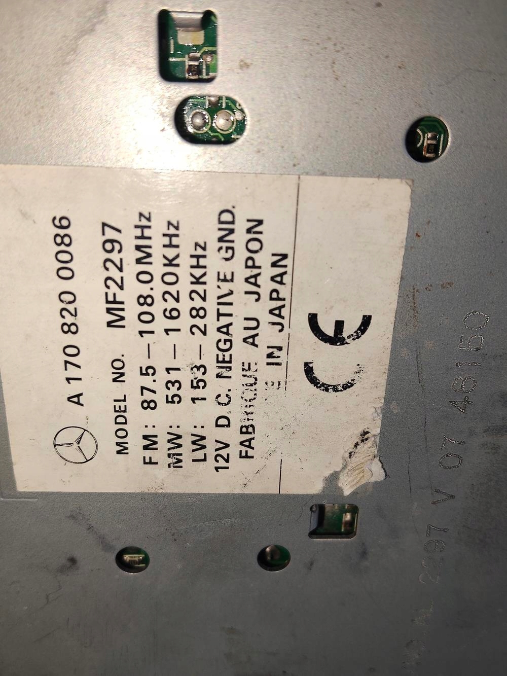 Mercedes Benz Alpine MF2297 CD Car Radio W210 W202 W201 W124 1708200086 - obrazek 6